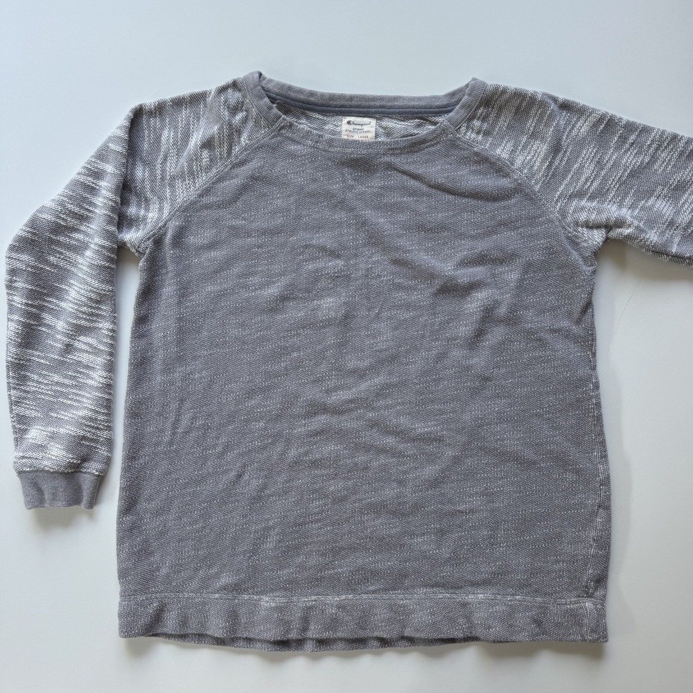 CHAMPION Pullover Sweatshirt Womens Large Brushed Gray Cotton Crew‎ Neck